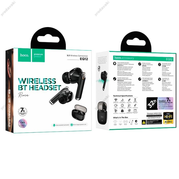 Бездротові Bluetooth навушники Hoco EQ12 Rima true wireless headset BT 5.3 Black