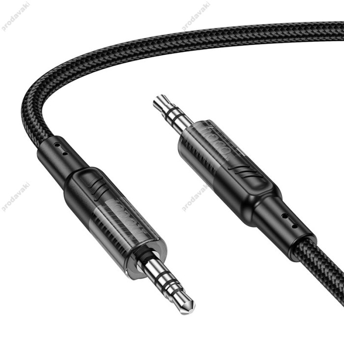 Кабель аудіоадаптер Hoco UPA27 Spirit transparent AUX audio cable 1.2M Black