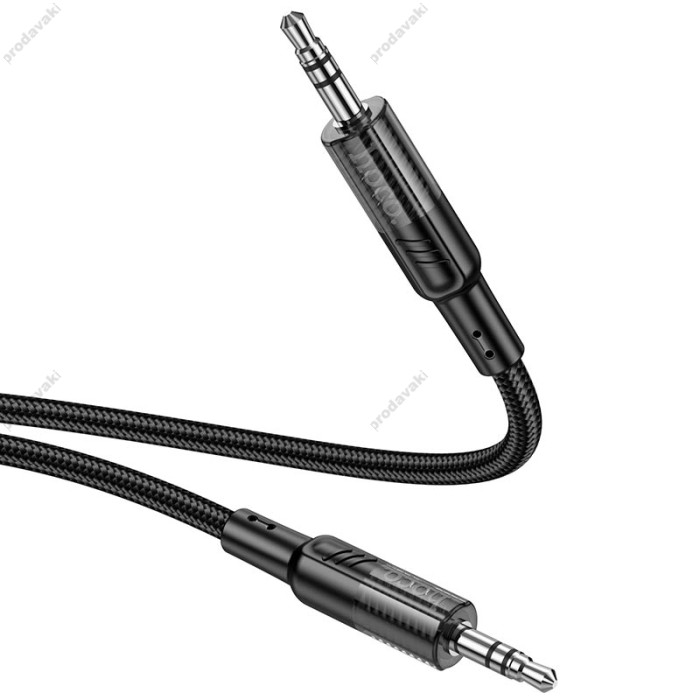 Кабель аудіоадаптер Hoco UPA27 Spirit transparent AUX audio cable 1.2M Black