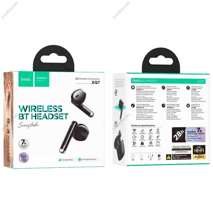 Бездротові Bluetooth навушники HOCO EQ7 Snowflake true wireless headset BT 5.3 Black