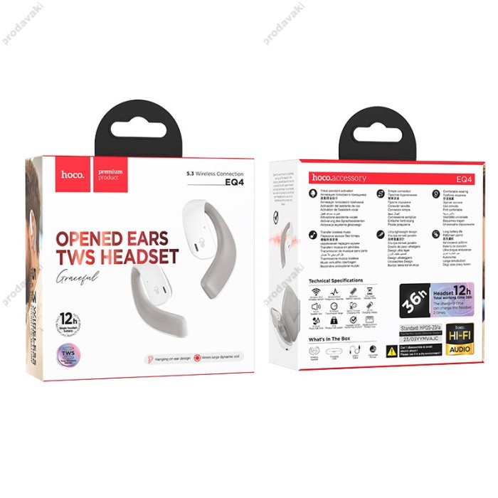 Бездротові Bluetooth навушники HOCO EQ4 Graceful true wireless headset BT 5.3 White