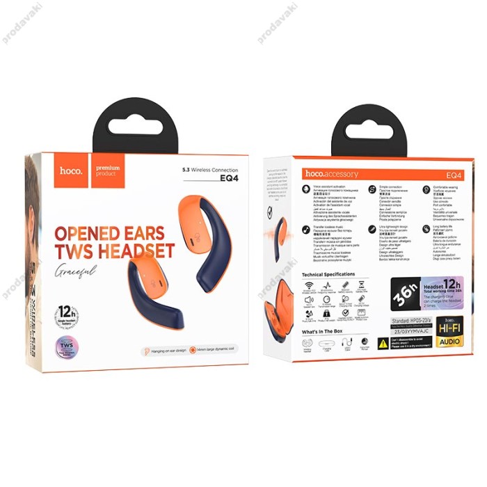 Бездротові Bluetooth навушники HOCO EQ4 Graceful true wireless headset BT 5.3 Blue
