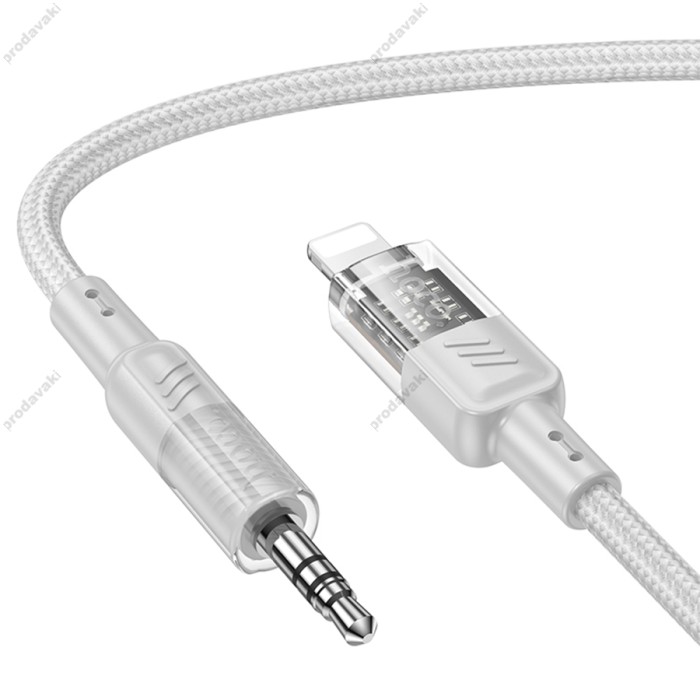 Кабель аудіоадаптер Hoco UPA27 Spirit transparent digital audio conversion cable AUX - iP Lightning Grey