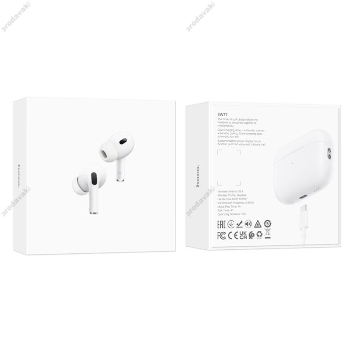 Бездротові Bluetooth навушники Hoco EW77 True wireless stereo headset BT 5.4 White
