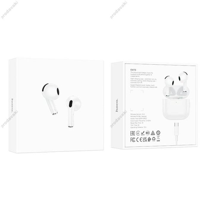 Бездротові Bluetooth навушники Hoco EW78 True wireless stereo headset BT 5.4 White