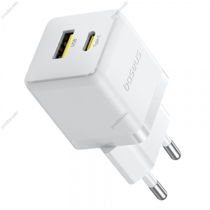 Мережевий зарядний пристрій Baseus Palm Type-C+USB 20W White P10111608213-00