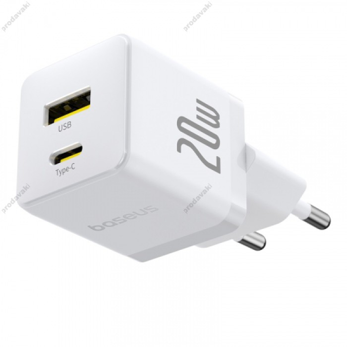 Мережевий зарядний пристрій Baseus Palm Type-C+USB 20W White P10111608213-00
