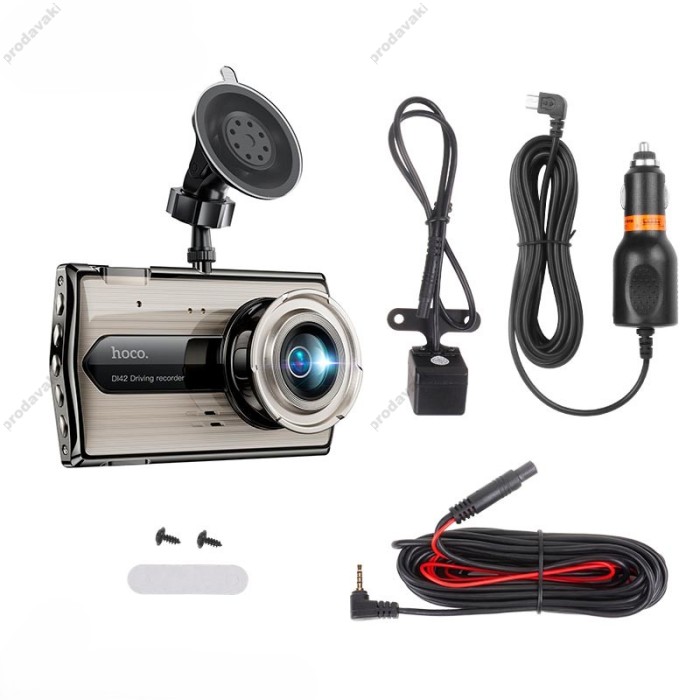 Відеореєстратор HOCO DI42 Driving recorder with rear camera + камера заднього виду 720p Metal-grey