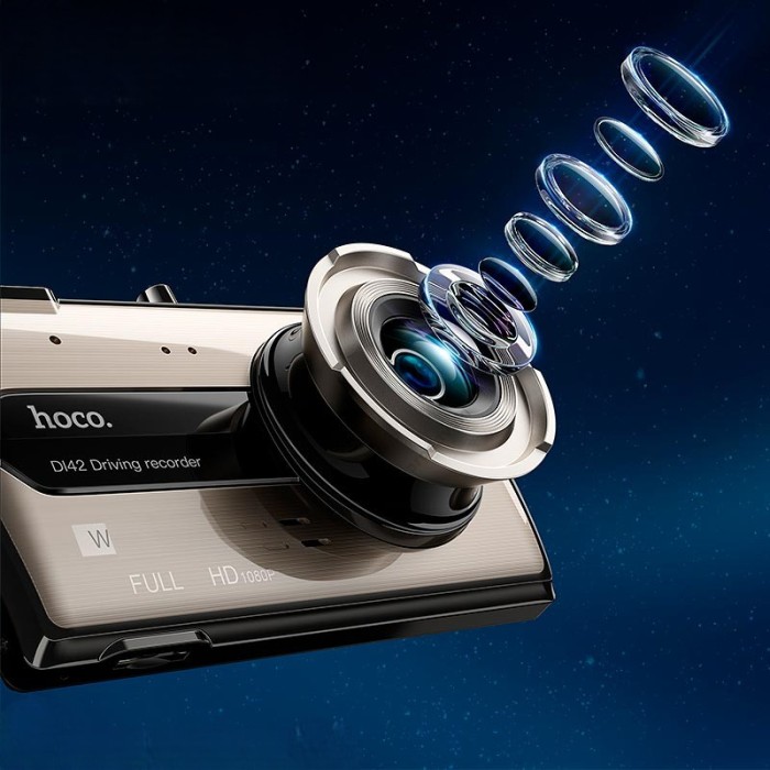 Відеореєстратор HOCO DI42 Driving recorder with rear camera + камера заднього виду 720p Metal-grey
