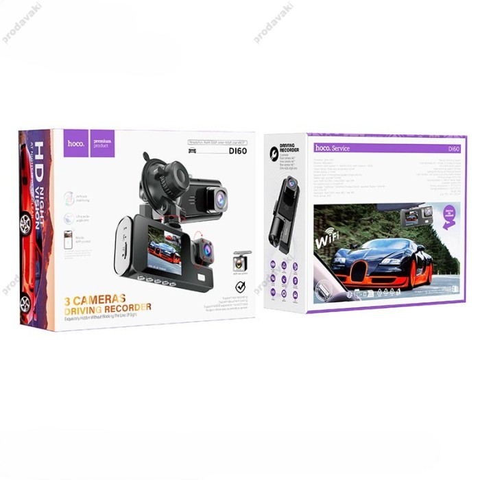 Відеореєстратор HOCO DI60 World three-screen simultaneous display 720p Wi-Fi Black