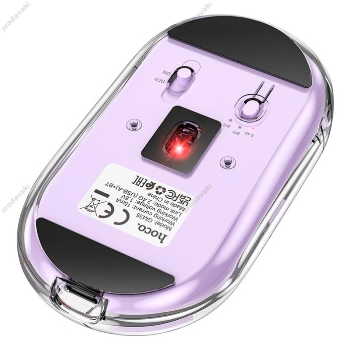 Комп'ютерна Миша Hoco GM35 General dual-mode silent wireless mouse (battery version) 2.4G+BT Purple