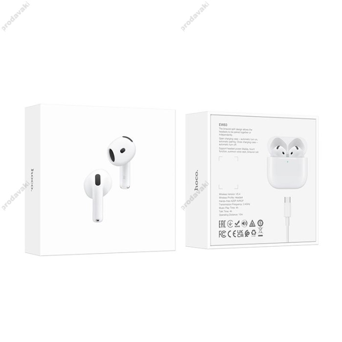 Бездротові Bluetooth навушники Hoco EW83 True wireless stereo headset BT 5.4 White