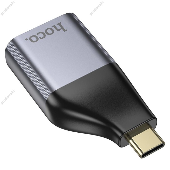 HDMI-адаптер HOCO UA34 Type-C to VGA adapter 2k Ultra HD metal-grey