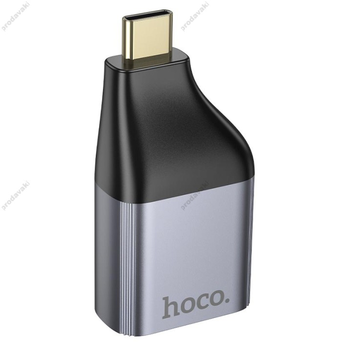 HDMI-адаптер HOCO UA34 Type-C to VGA adapter 2k Ultra HD metal-grey