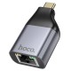 Перехідник Hoco UA35 Type-C to RJ45 adapter 100Mbps metal-grey