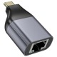 Перехідник Hoco UA35 Type-C to RJ45 adapter 100Mbps metal-grey