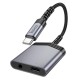 Перехідник картрідер адаптер HOCO LS39 Type-C to Type-C + 3.5 digital audio converter 27W DAC metal-grey