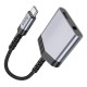 Перехідник картрідер адаптер HOCO LS39 Type-C to Type-C + 3.5 digital audio converter 27W DAC metal-grey