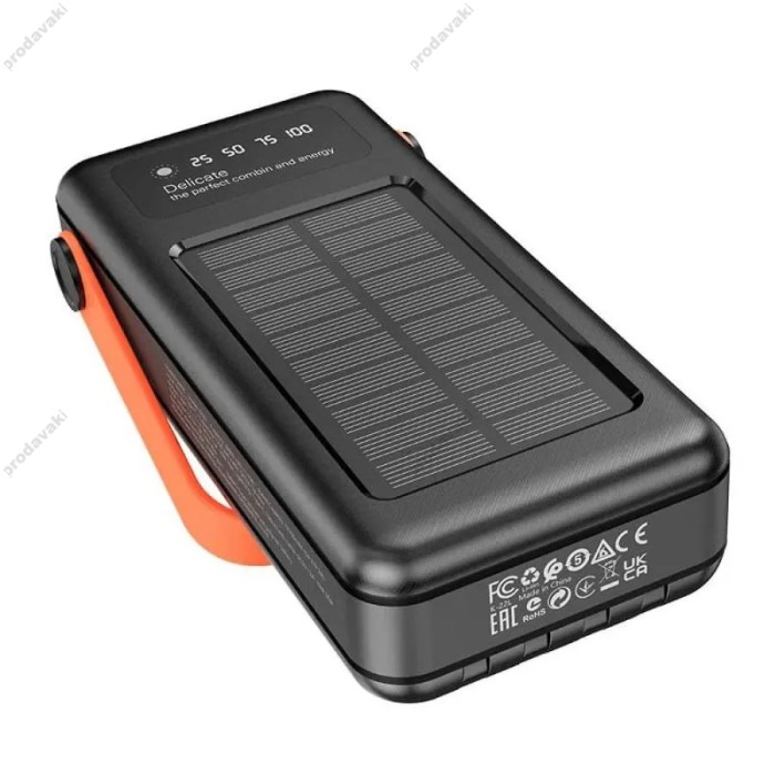 Повербанк портативний акумулятор Power bank Hoco DB33 Plus Rising із сонячною панеллю 22.5W 30000 mAh Black