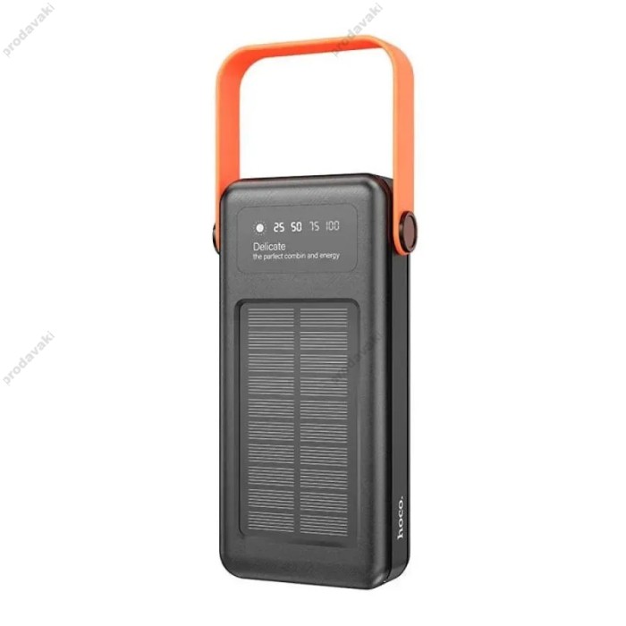 Повербанк портативний акумулятор Power bank Hoco DB33 Plus Rising із сонячною панеллю 22.5W 30000 mAh Black