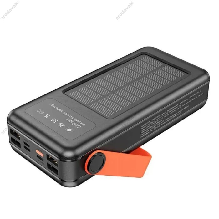Повербанк портативний акумулятор Power bank Hoco DB33 Plus Rising із сонячною панеллю 22.5W 30000 mAh Black