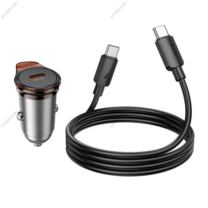 Автомобільний зарядний пристрій Hoco NZ16 Rigorous single port Type-C set 3A 30W Metal-grey