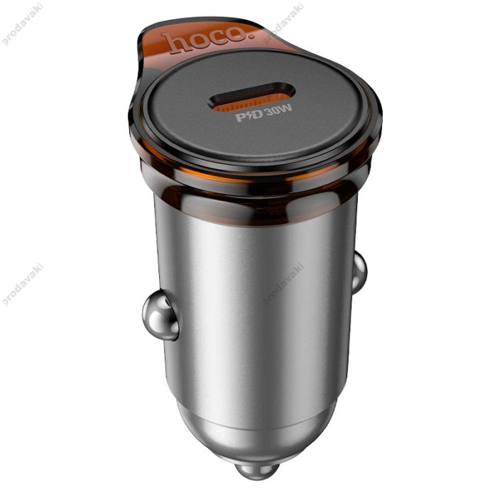 Автомобільний зарядний пристрій Hoco NZ16 Rigorous single port 3A 30W Metal-grey