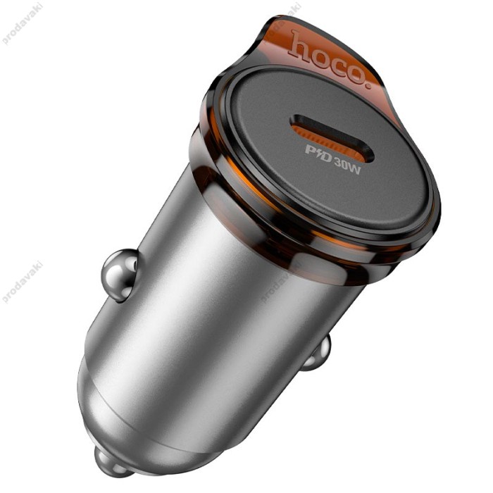 Автомобільний зарядний пристрій Hoco NZ16 Rigorous single port 3A 30W Metal-grey
