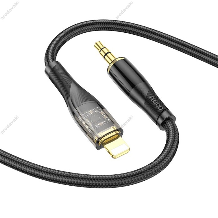Кабель аудіоадаптер Hoco UPA25 Transparent Discovery Edition Digital audio conversion cable AUX - iP Lightning 1M Black