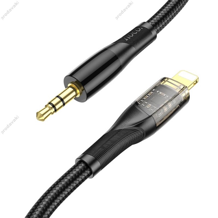 Кабель аудіоадаптер Hoco UPA25 Transparent Discovery Edition Digital audio conversion cable AUX - iP Lightning 1M Black