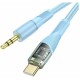 Кабель аудіоадаптер Hoco UPA25 Transparent Discovery Edition Digital audio conversion cable AUX - Type-C 1M Blue
