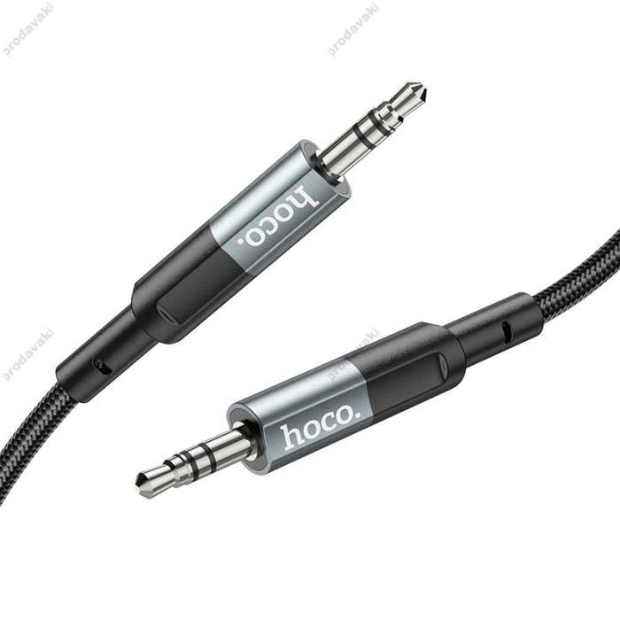 AUX-кабель Аудіоадаптер HOCO UPA23 AUX audio cable 1m Metal Grey