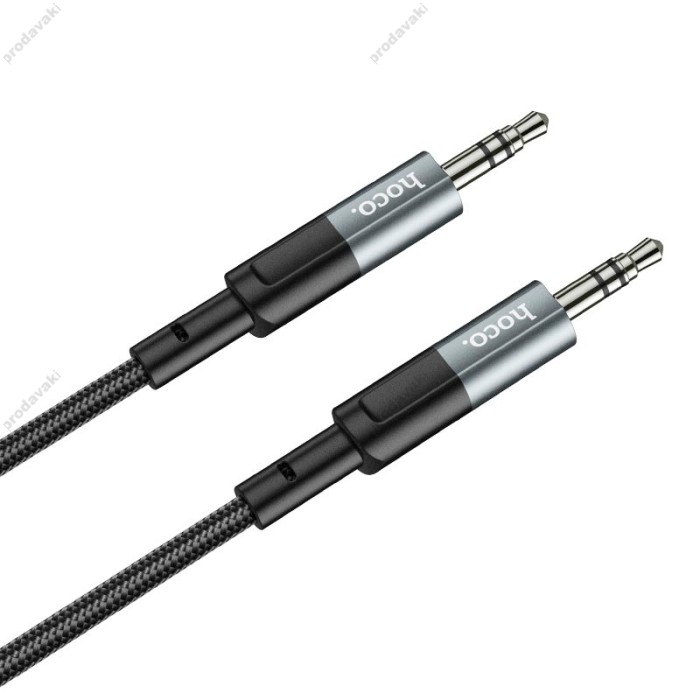 AUX-кабель Аудіоадаптер HOCO UPA23 AUX audio cable 1m Metal Grey