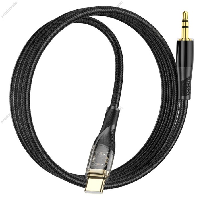 Кабель аудіоадаптер Hoco UPA25 Transparent Discovery Edition Digital audio conversion cable AUX - Type-C 1M Black