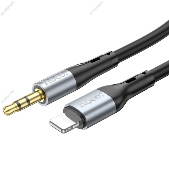 Кабель аудіоадаптер Hoco UPA22 silicone digital audio conversion cable AUX - Lightning 1m Black