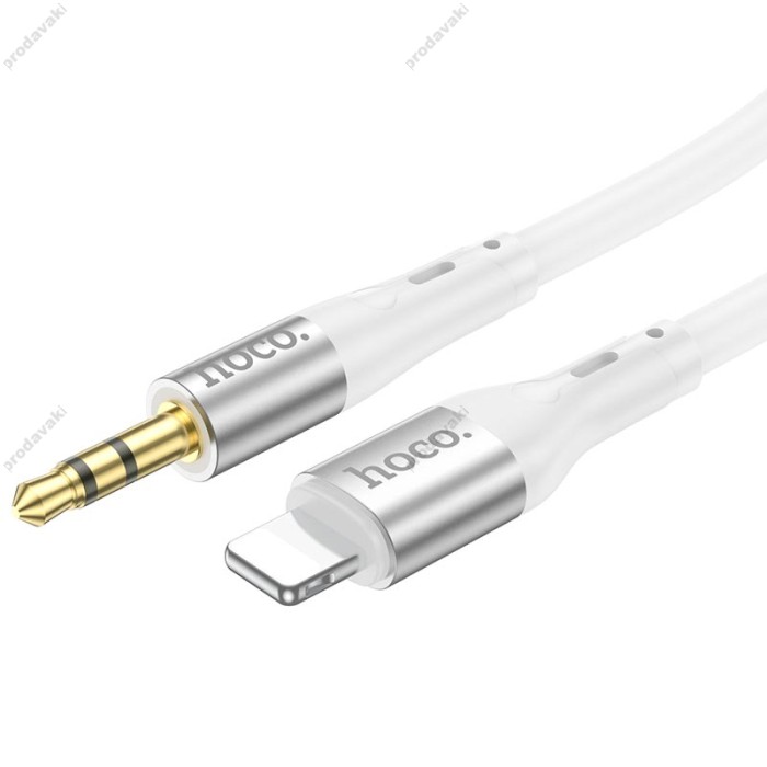 Кабель аудіоадаптер Hoco UPA22 silicone digital audio conversion cable AUX - Lightning 1m White