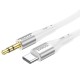 Кабель аудіоадаптер Hoco UPA22 silicone digital audio conversion cable AUX - Type-C 1m White