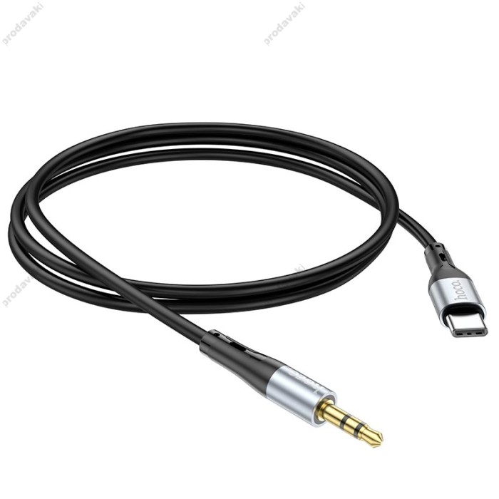 Кабель аудіоадаптер Hoco UPA22 silicone digital audio conversion cable AUX - Type-C 1m Black