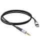 Кабель аудіоадаптер Hoco UPA22 silicone digital audio conversion cable AUX - Type-C 1m Black