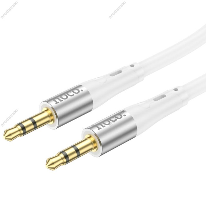 Кабель аудіоадаптер Hoco UPA22 silicone digital audio conversion cable AUX - AUX 1m White