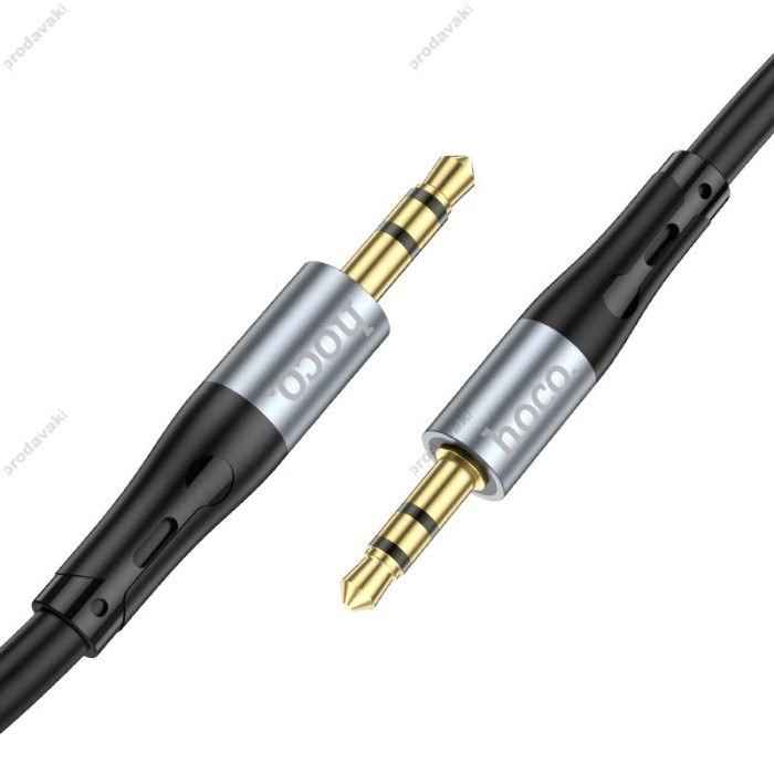 Кабель аудіоадаптер Hoco UPA22 silicone digital audio conversion cable AUX - AUX 1m Black