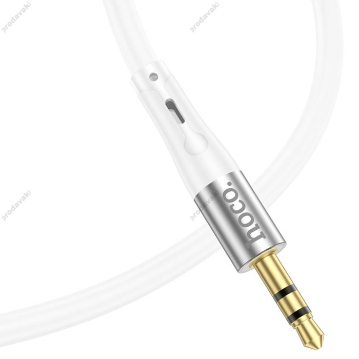 Кабель аудіоадаптер Hoco UPA22 silicone digital audio conversion cable AUX - AUX 1m White