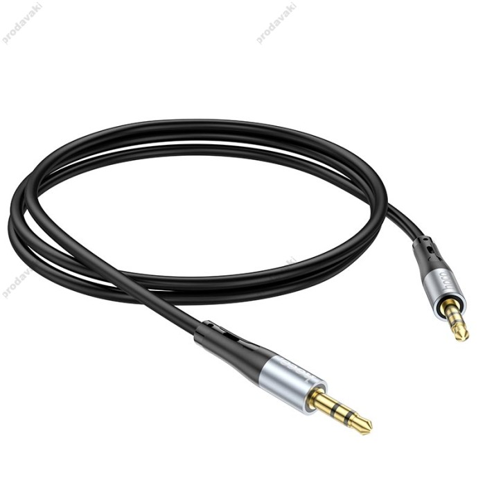 Кабель аудіоадаптер Hoco UPA22 silicone digital audio conversion cable AUX - AUX 1m Black