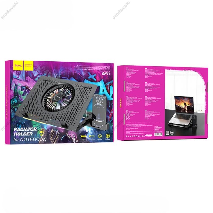 Підставка для ноутбука та MacBook Hoco DH11 c RGB освітленням Black