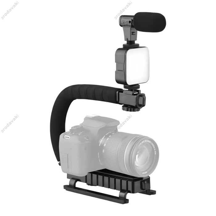 Одноосьовий стабілізатор Gimbal Stabilizer CH AY-49U Multifunctional Microphone та LED
