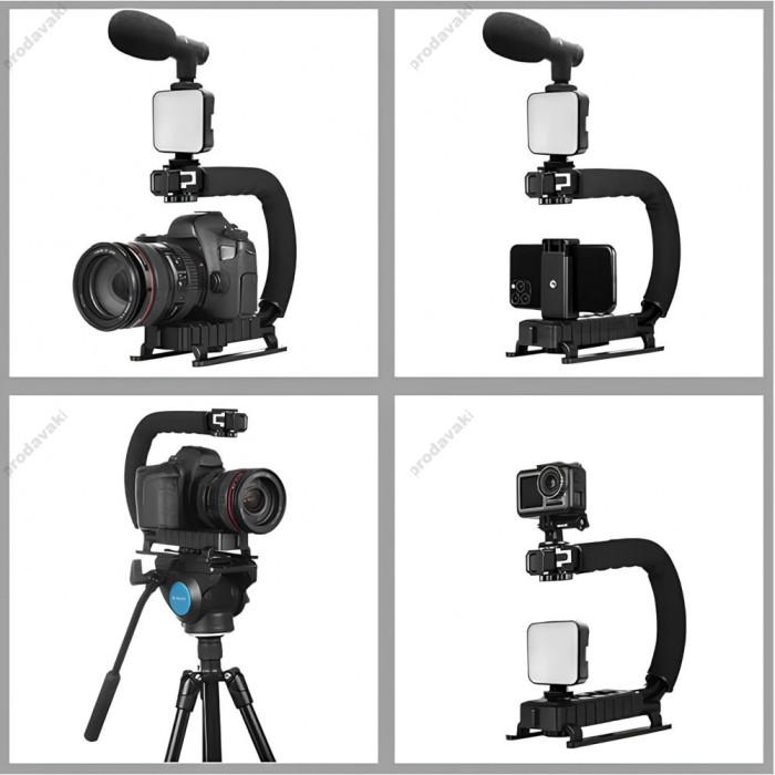 Одноосьовий стабілізатор Gimbal Stabilizer CH AY-49U Multifunctional Microphone та LED