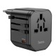 Мережевий адаптер перехідник для розеток HOCO AC15 Walker three-port PD20W universal conversion charger 2USB/Type-C Black