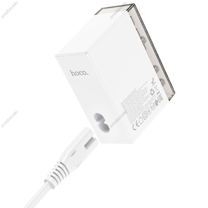 Мережевий зарядний пристрій HOCO N36 Fuerza six-port charger 3USB/3Type-C 65W/3A PD/QC transparent-black