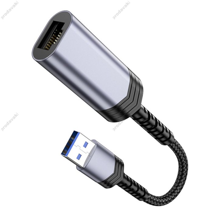Мережевий адаптер Hoco UA26 Ethernet USB to RJ45 1000 Mbps 0.125m Black