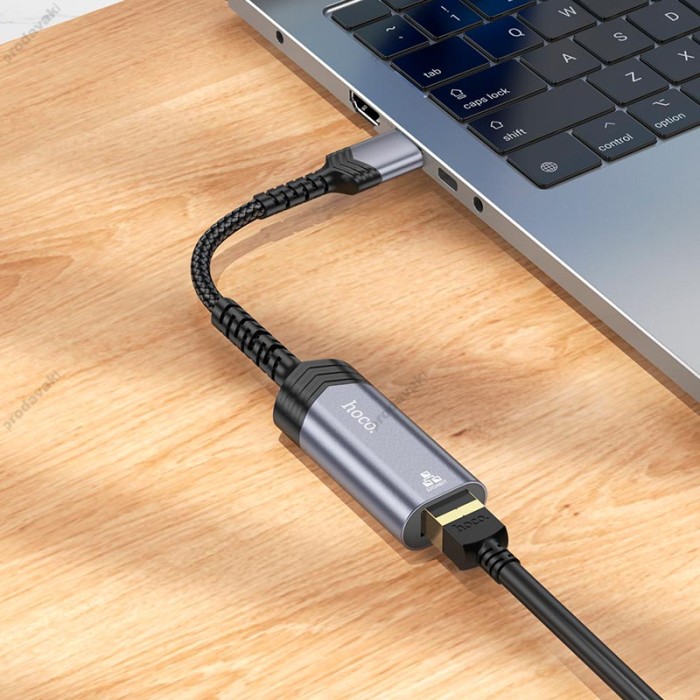 Мережевий адаптер Hoco UA26 Ethernet USB to RJ45 1000 Mbps 0.125m Black